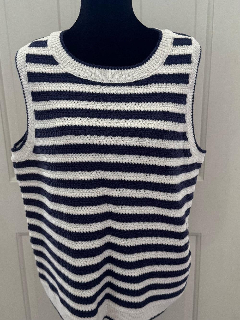 Nine West Navy & White Striped Knit Tank